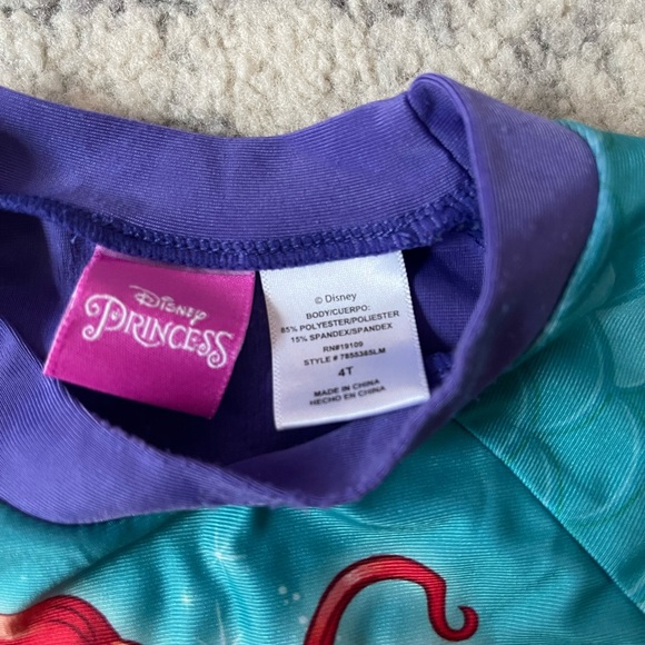 Girls Disney Princess one piece with rash guard top - Picture 6 of 6